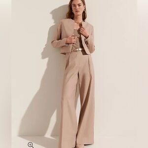 Ann Taylor Petite Pleated Wide-Leg Pant in Linen Twill